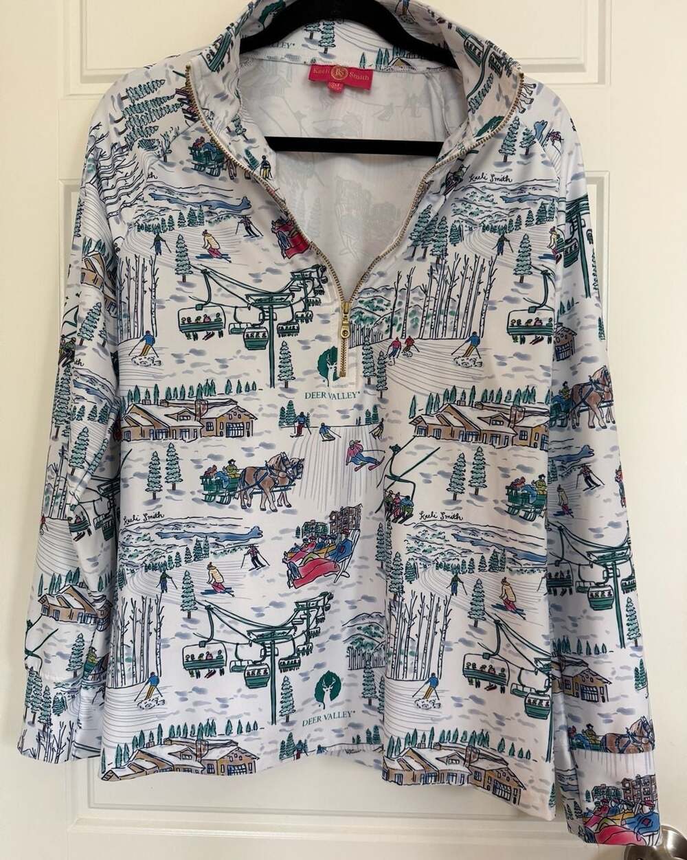 Kaeli Smith Deer Valley Après Ski Toile Quarter Zip Pullover